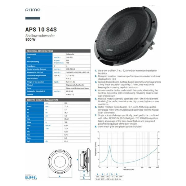 Субуфер Audison Prima APS 10 S4S