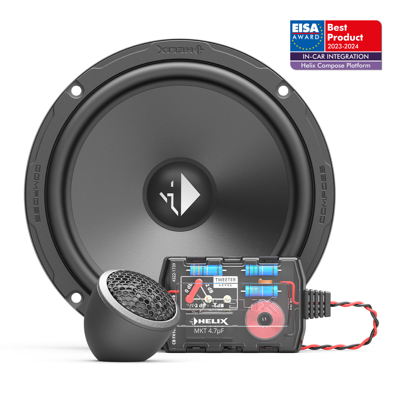 Авто говорители Helix CB K165.2-S3, двукомпонентна система, 16.5см+20мм, 80W RMS, 3Ohm