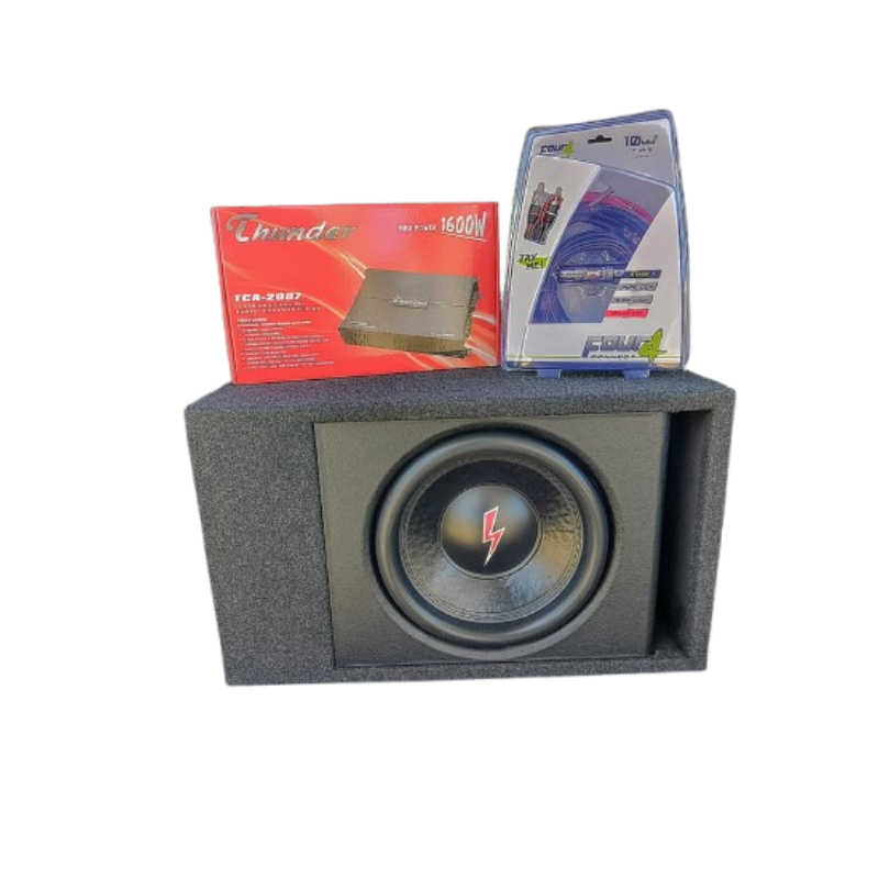 Комплект бас каса Antx 12" + усилвател + кабели увеличен обем субуфер за автомобил 1200w
